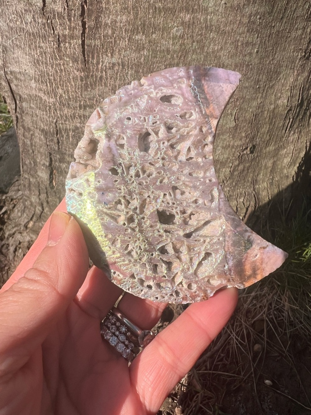 Aura (2) sphalerite moon with stand | crystal
